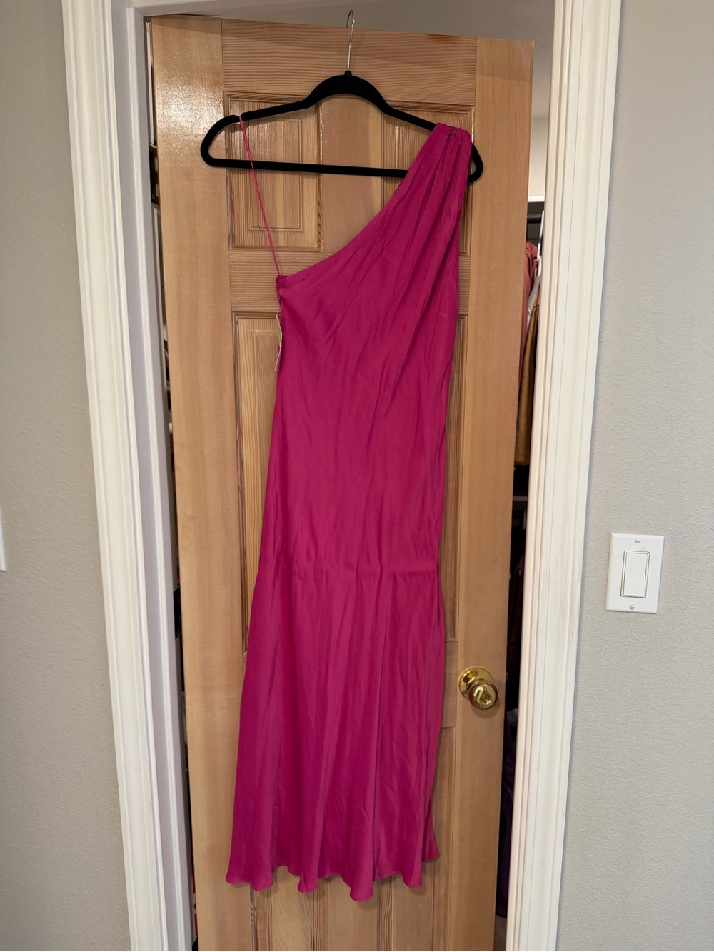 Anthropology BHLDN One-Shoulder Magenta Cocktail Dress